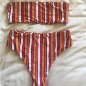 Retro Striped High Waisted Bikini